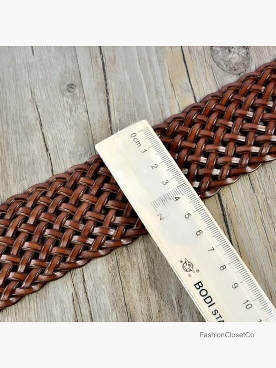 Handmade Leather Braided Belt with Round Golden Pin Buckle 2\